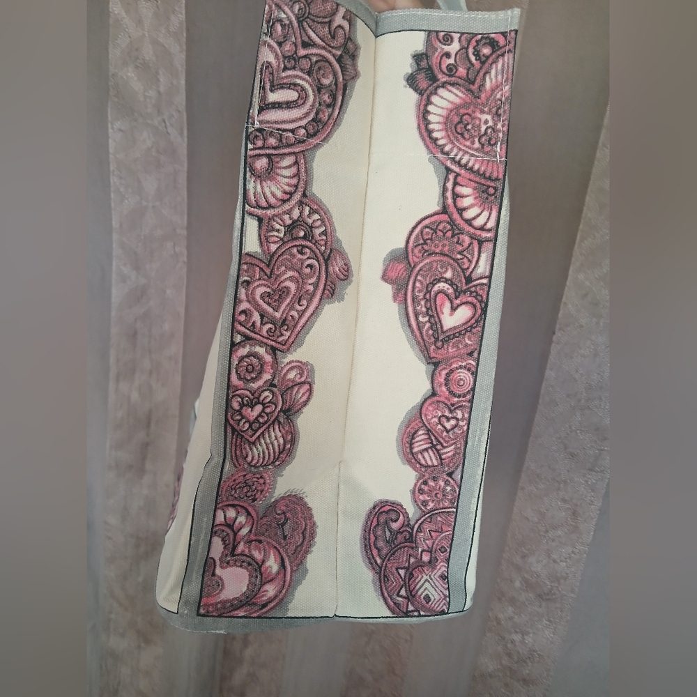 💎 Brighton Sweet Heart Canvas Tote Express Your Love Heavy Duty Canvas NWT - Picture 3 of 8